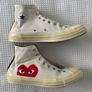 Converse x Comme des Garçons Play off-white chuck 70 canvas high-top sneakers.